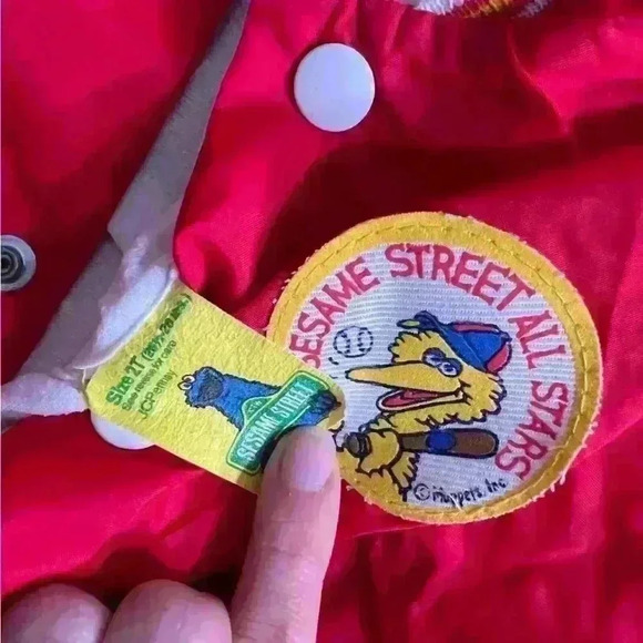 Vintage 90s Sesame Street baseball unisex toddler red snap button varsity jacket - Picture 3 of 4